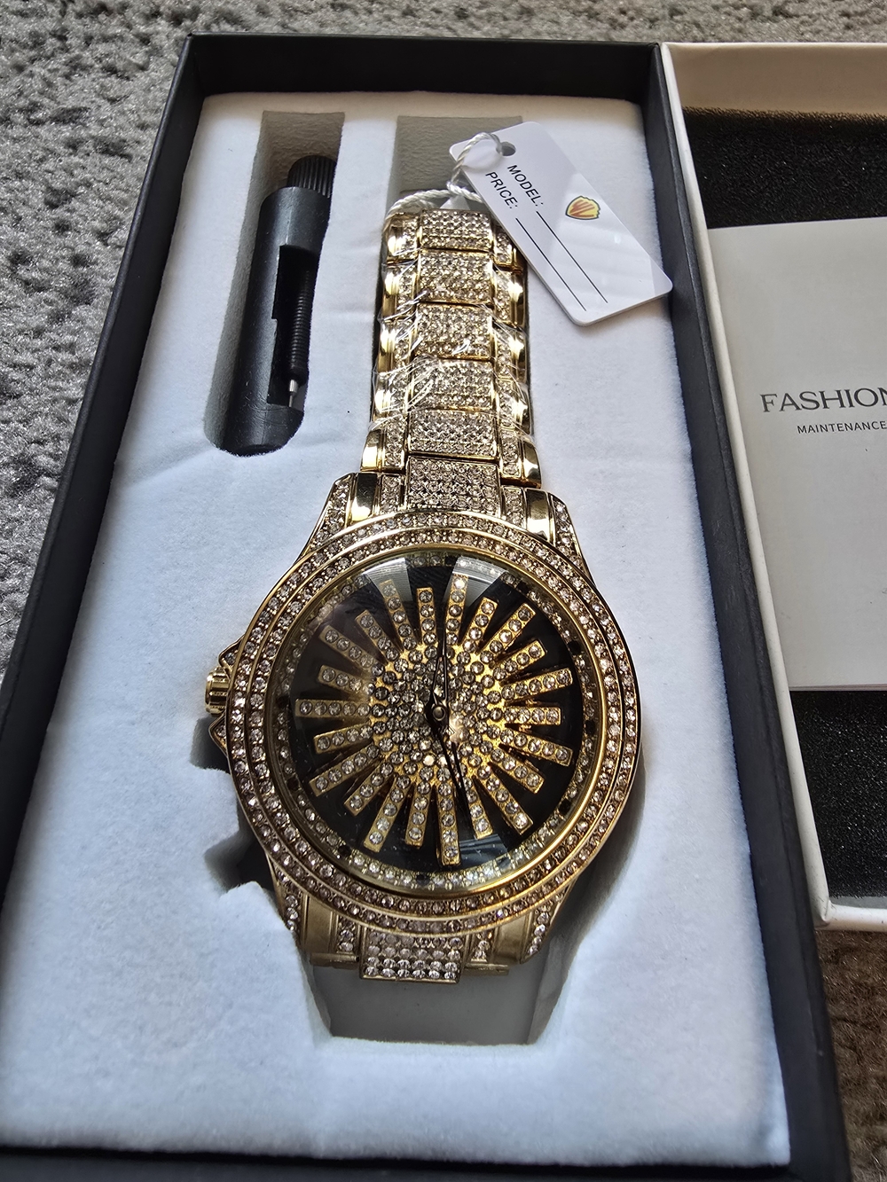 Men's Gold-Tone Crystal Pavé Statement Watch